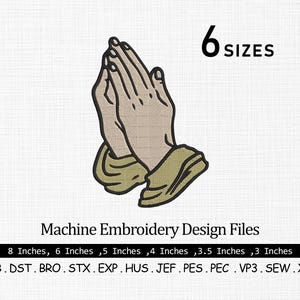Praying Hands Embroidery Design, Praying Hands Design, Mini Praying Hands, Prayer Embroidery Design, Faith, Religious Embroidery Design
