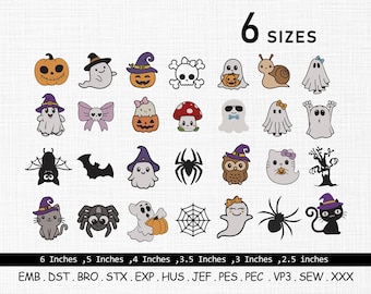 Mini-Halloween-Stickerei-Bundle, Mini-Halloween-Stickmuster, Geist-Stickerei, Gruselsaison, Kürbisstickerei, 28 Designs