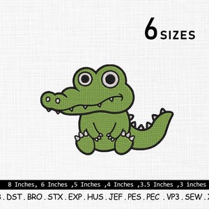 Crocodile embroidery, Cute crocodile embroidery, Mini crocodile, Animals embroidery, kids embroidery, Animal lovers
