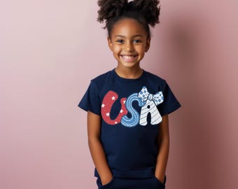 Youth USA 4th of July Tee: Bella+Canvas Cotton Kids Shirt