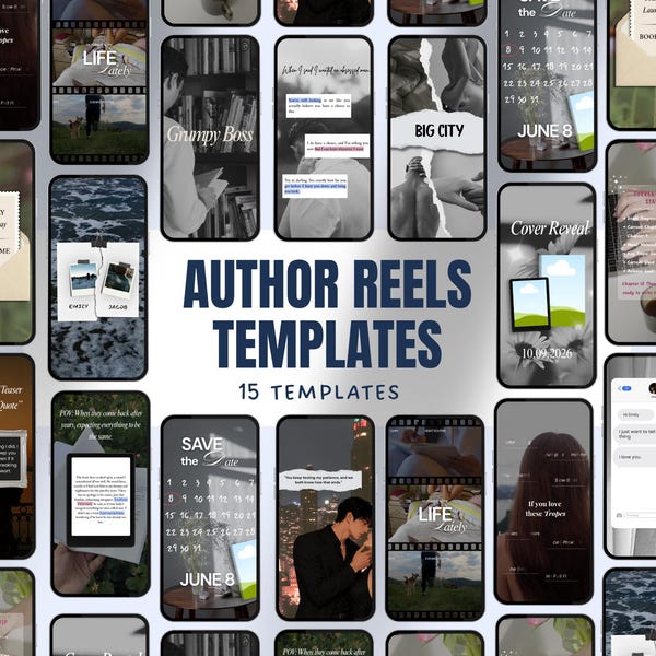 Autorenrollen Templates BookTok Canva Templates, Buchrollen Template, Buch Werbung, Faceless Templates für Booktok