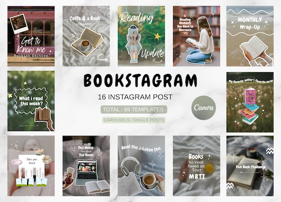 Bookstagram Templates Cozy Bookstagram Aesthetic Bookstagram Canva Bookstagram Templates Carousel Bookstagram Instagram