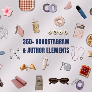 Bookstagram Canva Elements-paket, Författarinläggselement, Digitalt Bookstagram-klistermärke, Bokinnehållsskapare, Booktok Graphics Elements