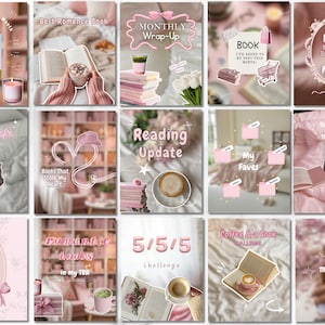 Pink Coquette Bookstagram Template | Soft Pink Bookstagram Canva Templates Romance Book Reviews Pink Instagram Post Bookstagram Content