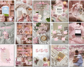 Modelo Pink Coquette para Bookstagram | Modelos Canva para Bookstagram em Rosa Suave | Resenhas de Livros de Romance | Postagens Rosa para Instagram | Conteúdo para Bookstagram
