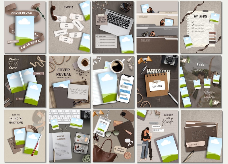 Instagram-sjablonen auteur, sociale-mediasjablonen auteur, auteurcanva, sjabloon boekpresentatie, boekpromotiecanva, boekmarketingkit afbeelding 1