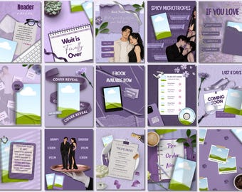Author Instagram Templates, Booktok Templates, Indie Author Social Media, Author book launch Instagram