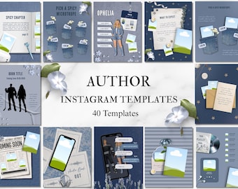 Romance Author Blue Templates |  Author Book Launch Writer Instagram Book Promo Template | Book Marketing