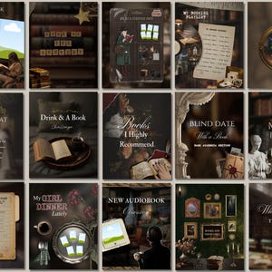 Dark Academia Bookstagram Vol2 | Dark Academia Canva | Dark Romance Instagram Post Template Booktok Book Influencer Kit