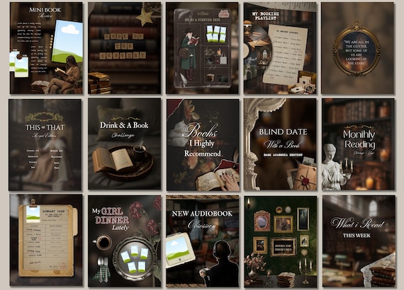 Dark Academia Bookstagram Vol2 | Dark Academia Canva | Dark Romance Instagram Post Template Booktok Book Influencer Kit
