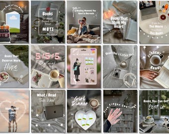 Wirusowe estetyczne szablony Bookstagramów Trend Bookstagram Booktok Szablon Canva Przytulny książkowy