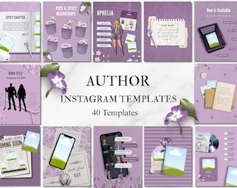 Plantillas de Bookstagram para autores independientes / Plantillas de Lilac Author / Kit de marketing para autores / Bookstagram para autores