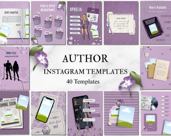 Szablony na Bookstagram dla niezależnych autorów | Szablony dla autorów w kolorze liliowym | Zestaw marketingowy dla autorów | Bookstagram dla autorów