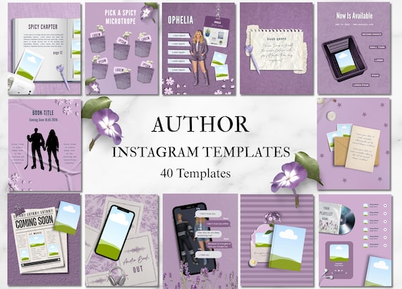 Indie Author Bookstagram Templates | Lilac Author Templates | Author Marketing Kit | Author Bookstagram