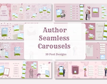 Romance Author Instagram Seamless Carousel Templates | Slide Panoramic Canva Kit Book Promo