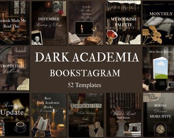 ダークアカデミアブックスタグラムテンプレート Booktok Canvaテンプレート ダークロマンスInstagram投稿テンプレート