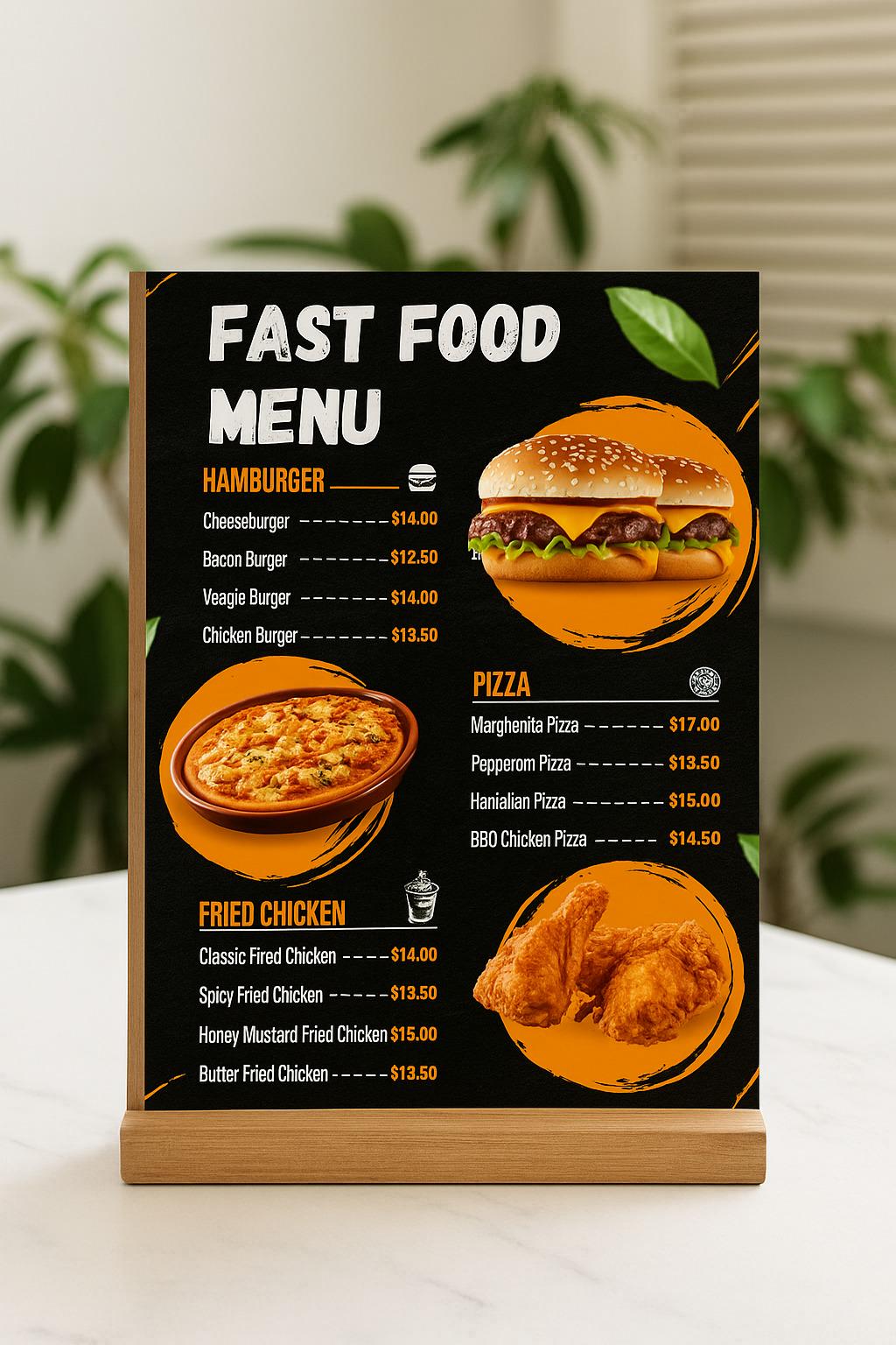 Modern Fast Food Menu Template - Printable & Editable PDF- for Canva or ...