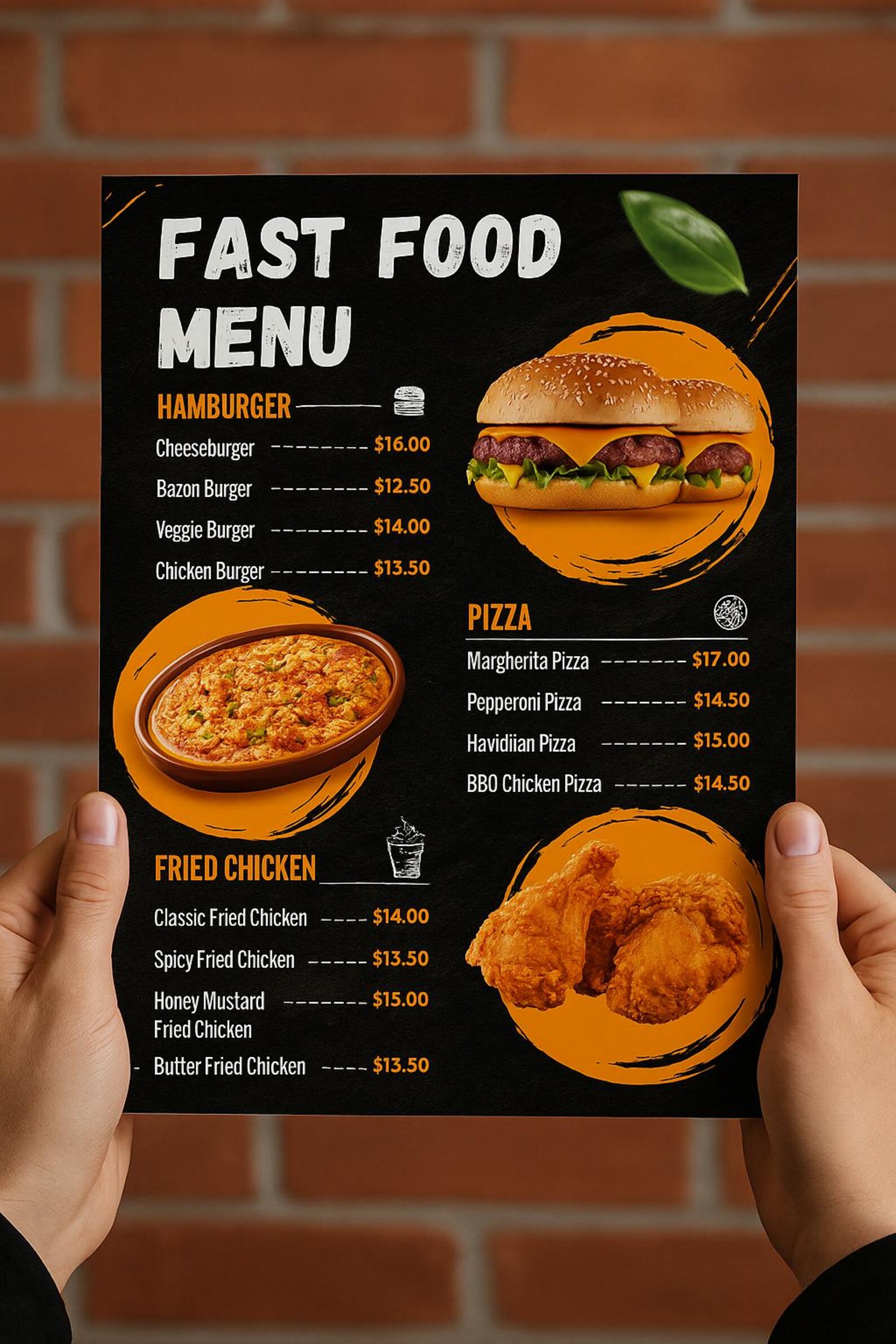 Modern Fast Food Menu Template - Printable & Editable PDF- for Canva or ...