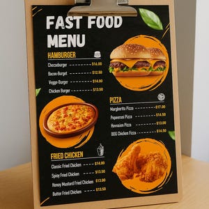 Modern Fast Food Menu Template - Printable & Editable PDF- for Canva or ...