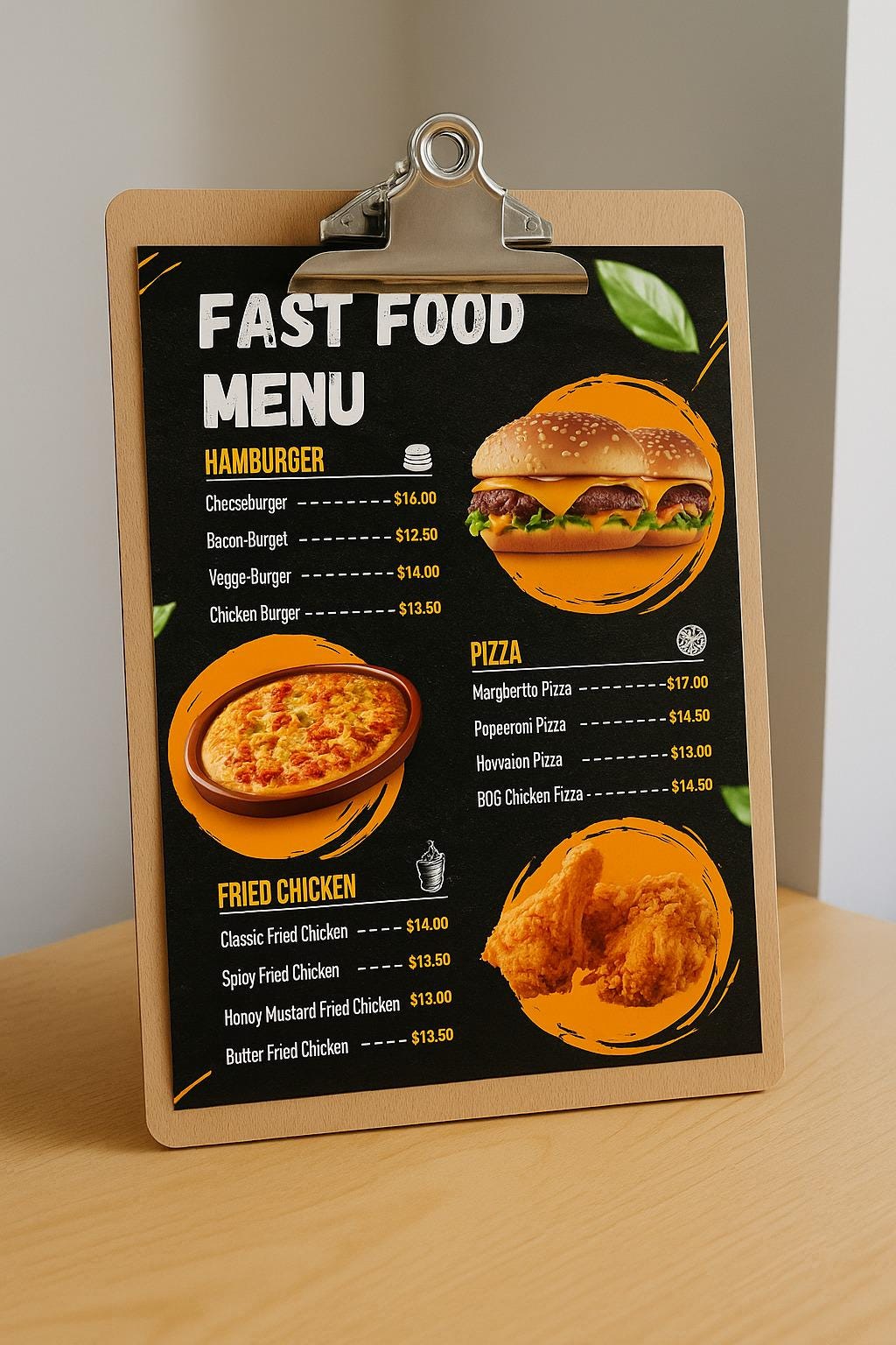 Modern Fast Food Menu Template - Printable & Editable PDF- for Canva or ...