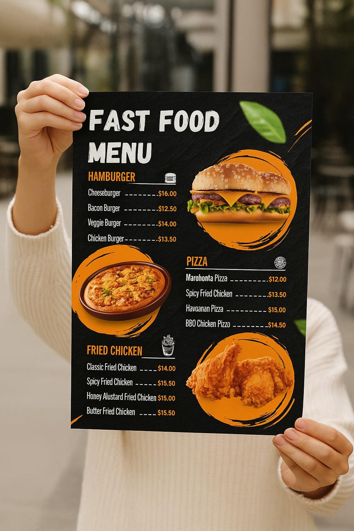Modern Fast Food Menu Template - Printable & Editable PDF- for Canva or ...