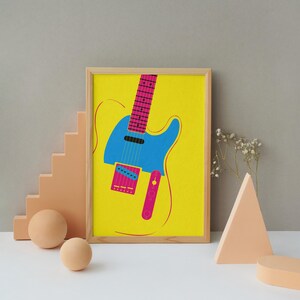 Set of 4 Printable Posters, Pop Art Electric Guitar Telecaster Wall Art, Digital Download image 12