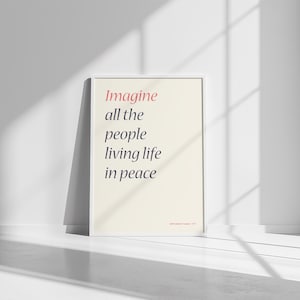 Imagine All the People Printable Poster, Minimalist Typography Wall Art, John Lennon Quote, Digital Download, Music