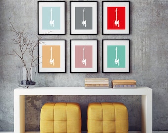 Fender Telecaster Guitar Print Set: Minimalist Music Poster (Digital Download, 6 Colors)