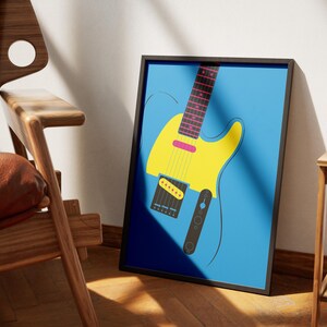 Set of 4 Printable Posters, Pop Art Electric Guitar Telecaster Wall Art, Digital Download image 9