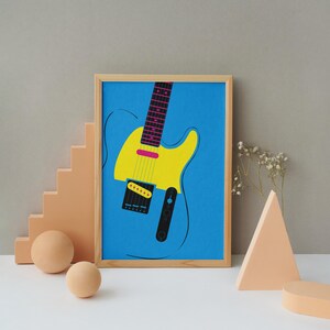Set of 4 Printable Posters, Pop Art Electric Guitar Telecaster Wall Art, Digital Download image 13