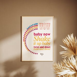 Beatles Twist and Shout printable poster, colorful wall decor, digital download, lyrics art, Beatles rock music print, Beatles music gift