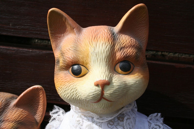 Vintage porcelain head cat twin dolls | Etsy