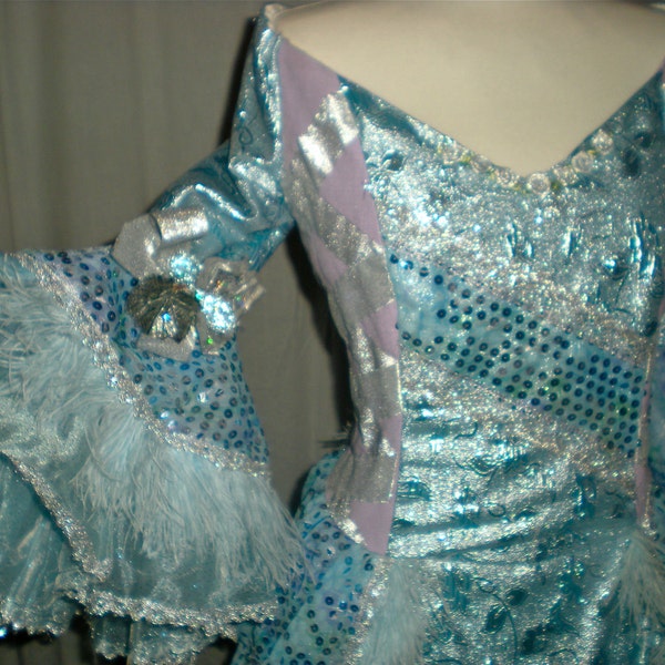 REDUCED Ice Queen Gown - blue/silver sparkly theatre gown, size large