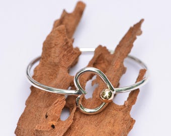 ORIGINAL Heart Bracelet by Eden Hand Arts - Sterling Silver w/ 14K Gold Ball