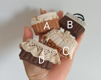 1/6 Scale Miniature Ratten/Weaving Basket/Bag/Food Container for Fashion Dolls/Weaving Art