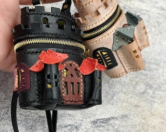 1/6 Scale Miniature leather Castle Bag/Leather Art