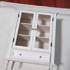 1/6 Scale Miniature Dollhouse Furniture Vintique Carved Glass Door Cabinet/Storage Cabinet