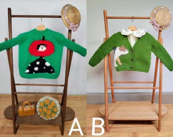 1/6 Scale Miniature Crochet Sweater/ Cat Crochet Top for Fashion Dolls/Crochet Art