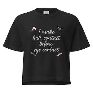 Hair Stylist T-Shirt Funny Salon Shirt for Women Cosmetologist Gift Hairdresser Workwear Beauty Artist Cotton Top Women’s heavyweight boxy