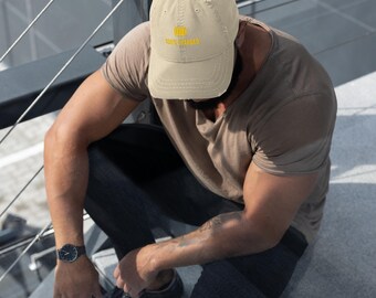 Gorra de béisbol estilo "dad hat" de sarga de algodón desgastada: gorra de béisbol vintage de perfil bajo