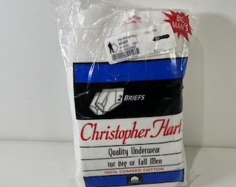 Vtg Christopher Hart Underwear (2-Pack) 7XB Big and Tall Solid Color White