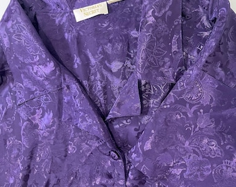 Camisón vintage Victoria's Secret Gold Label para mujer, talla M/L, morado, sedoso, manga corta.