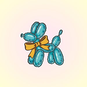 Sticker ballon blauwe hond