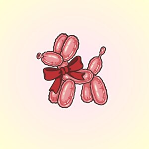Sticker ballon roze hond