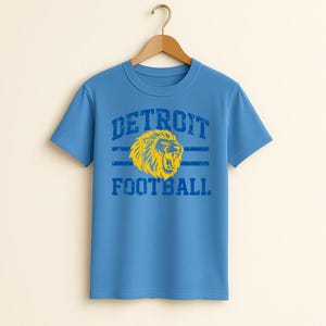 Detroit Football Fan Shirt, Retro Blue & Silver Game Day Tee, Vintage Michigan Gameday Tees, Fantasy Football Fan Crewneck Top, Fall Sport T