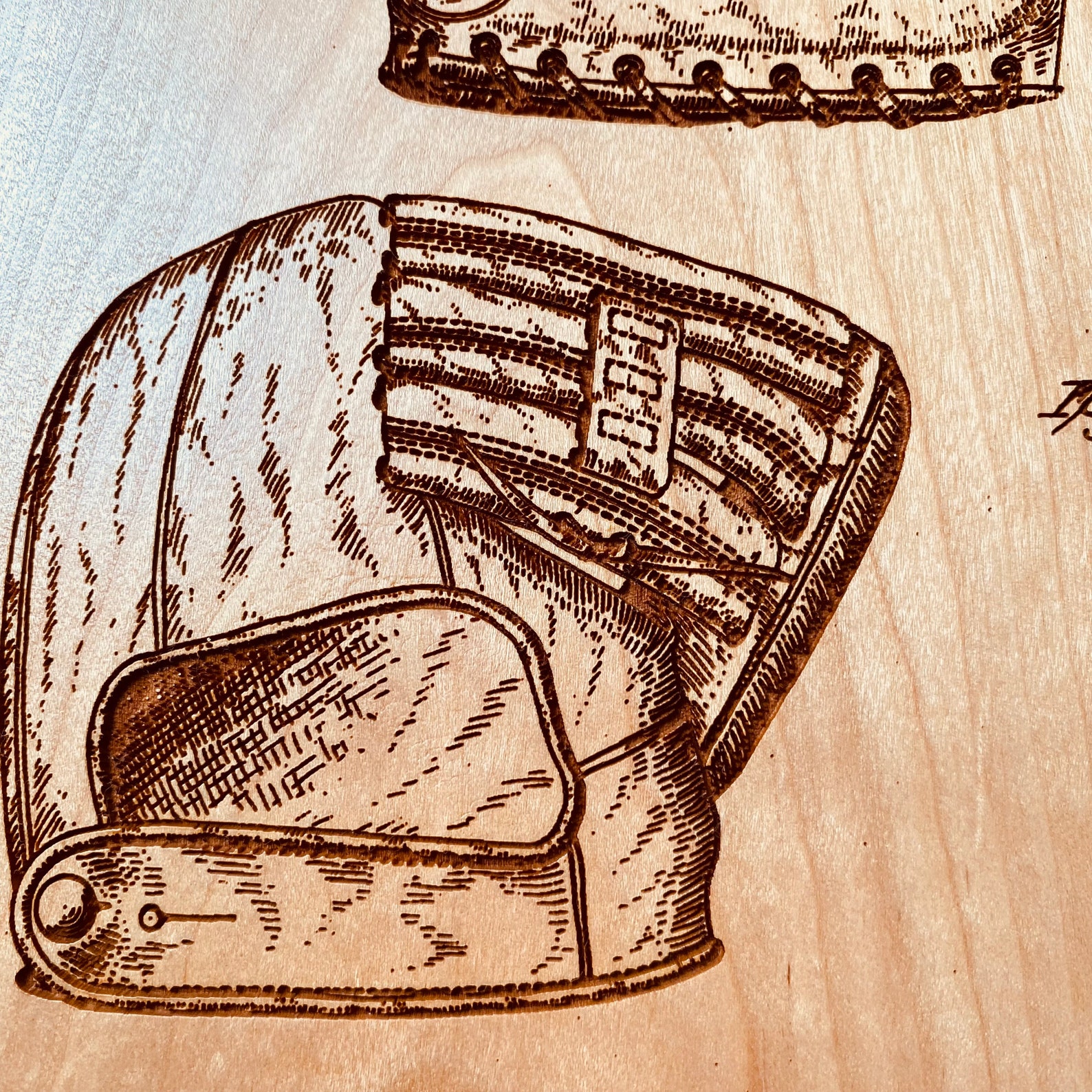 Baseball Glove Patent Print Engraved in Wood Etsy
