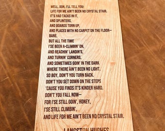 Mother to Son by Langston Hughes Wood Sign