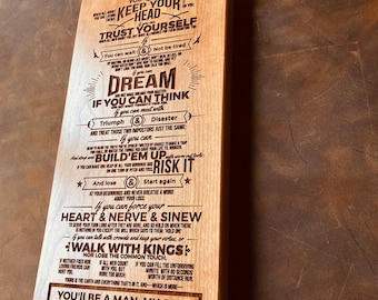 If,  Kipling Poem Engraved Wood Sign