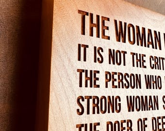 Woman in the Arena Engraved Plaque