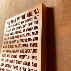 Man in the Arena by Theodore Roosevelt Engraved Plaque